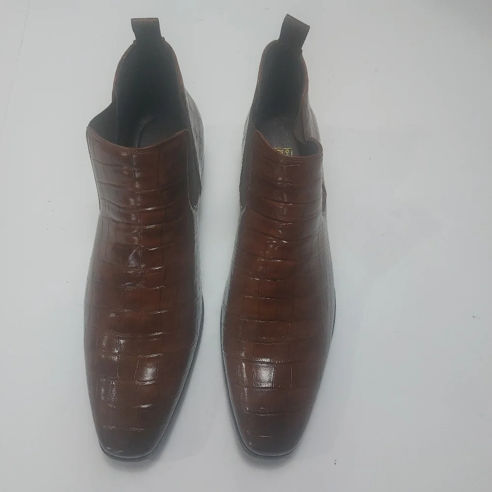 Elegant Brown Leather Men's Shoes Size 48 NWNB